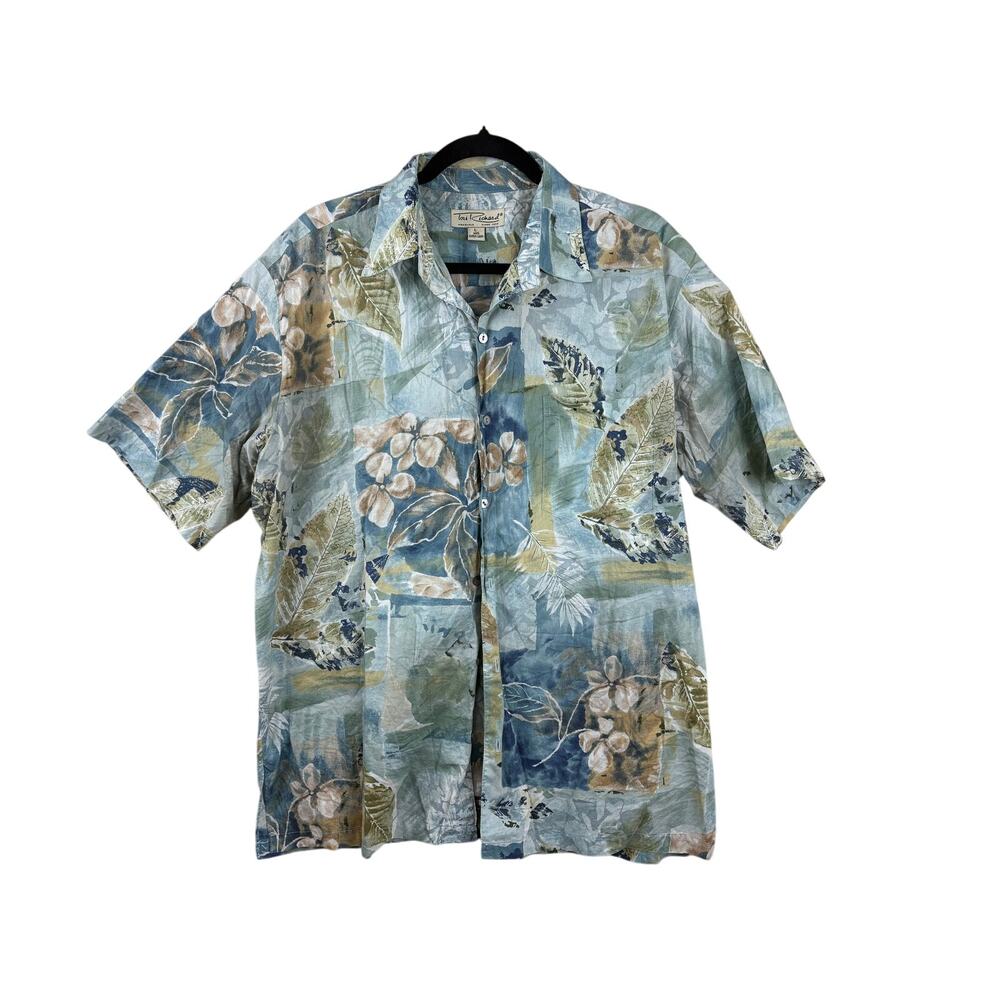 Tori Richard Honolulu Mens‎ Large Cotton Lawn Aloha Shirt Blue Tropical Floral L